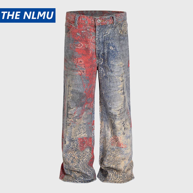 

Vintage Graffiti Baggy Jeans Men's Streetwear Hip Hop Loose Straight Denim Pants Hi Street Luxury Designer Jeans Trousers Man