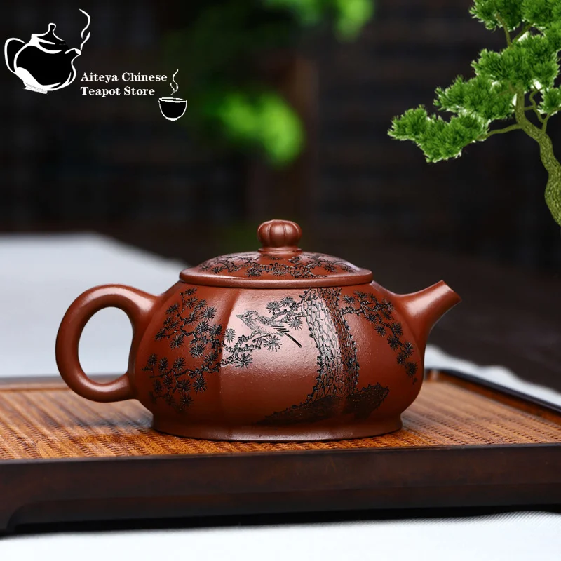 Old Purple Clay Hexagonal Teapot, Yixing Purple Clay Chinese Teapot,  Kung Fu Tea Set, Capacity 320ml