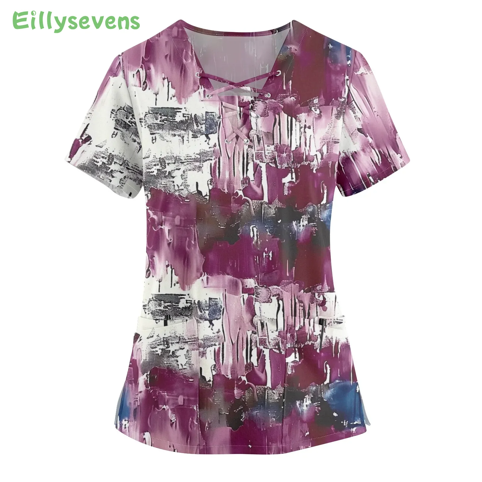 

Fashion Short Sleeve Tops Painted Pattern Medical Uniforms New Arrivals Nurse Uniform Tops Roupas Feminina