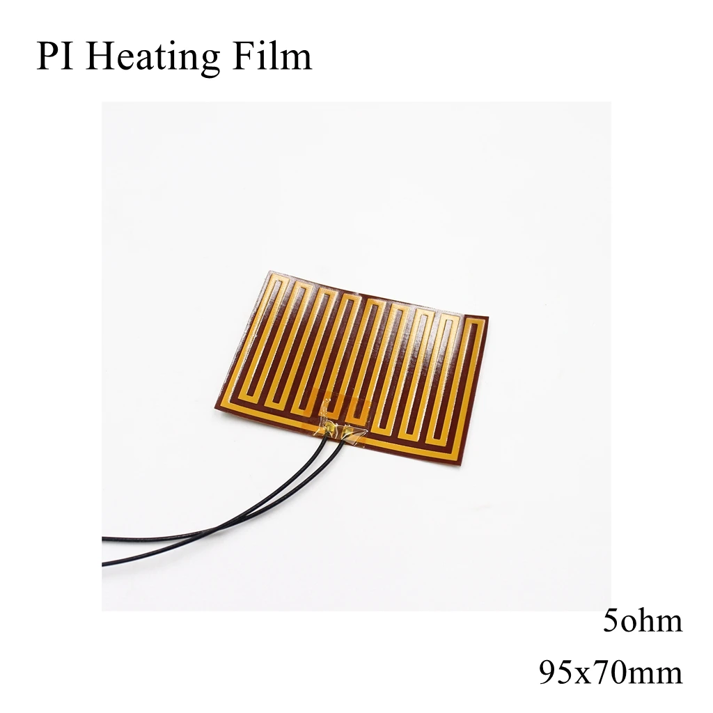 95x70mm 5V 12V 24V 110V 220V PI Heating Film Polyimide Adhesive Electric Heater Plate Panel Pad Mat Fuel Foil Oil Engine Tank