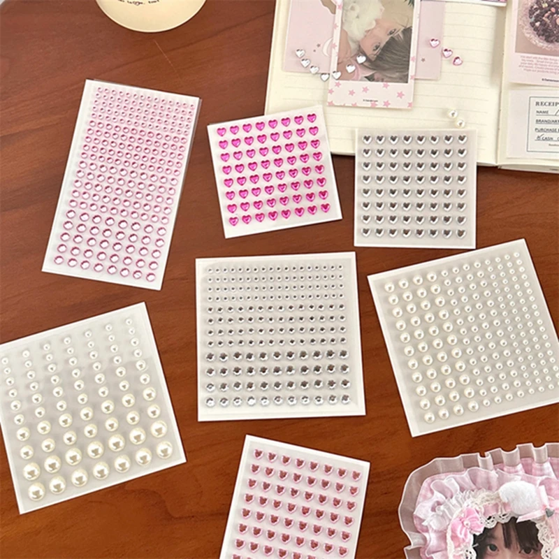 Plastic Semi-circular Pearl Heart Crystal Decoration Stickers for DIY Crafts Scrapbooking Face Beauty Makeup Nail Art Cell Phone