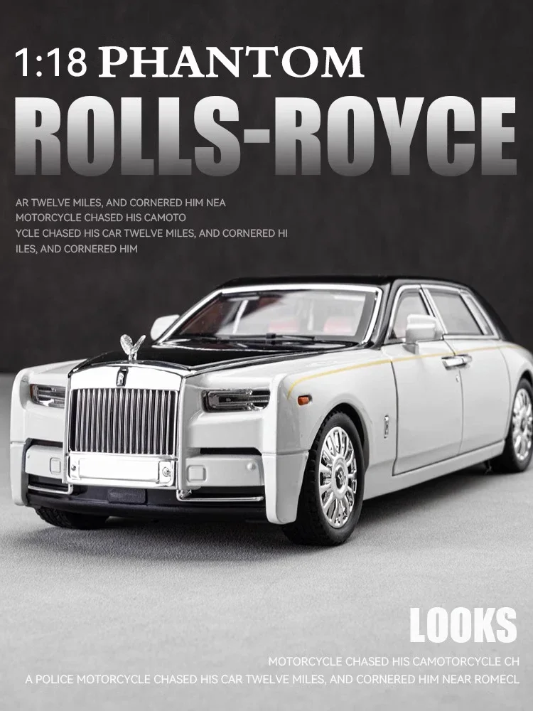 1:18 Rolls Royce Phantom Alloy Luxy Car Model Diecasts Metal Vehicles Collect Simulated Decorations Sound & Light Gifts For Kids