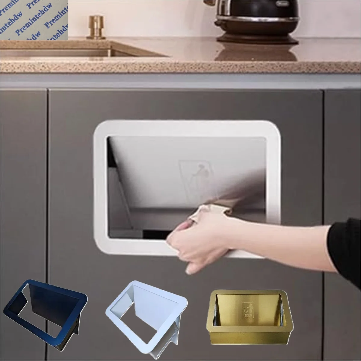 

1 шт. Прямоугольный мусорный люк из SUS304 с откидной внутривертикальной панелью для кухни, ванной, коммерческого использования, белый, розовое золото, черный