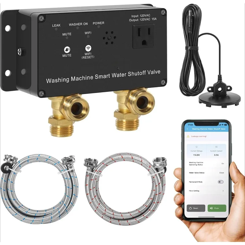 Christmas.home.WiFi Smart Water Shutoff Valve with Leak Sensor, Effortless Remote Control and Real-Time Water Leak Alerts via Ap