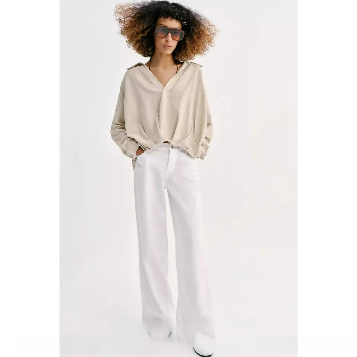 Spring Summer New Arrival Women's Casual Loose Fit Long Sleeve Shirt Linen Blend Puffy Hemline Classic Style Ladies Fashion
