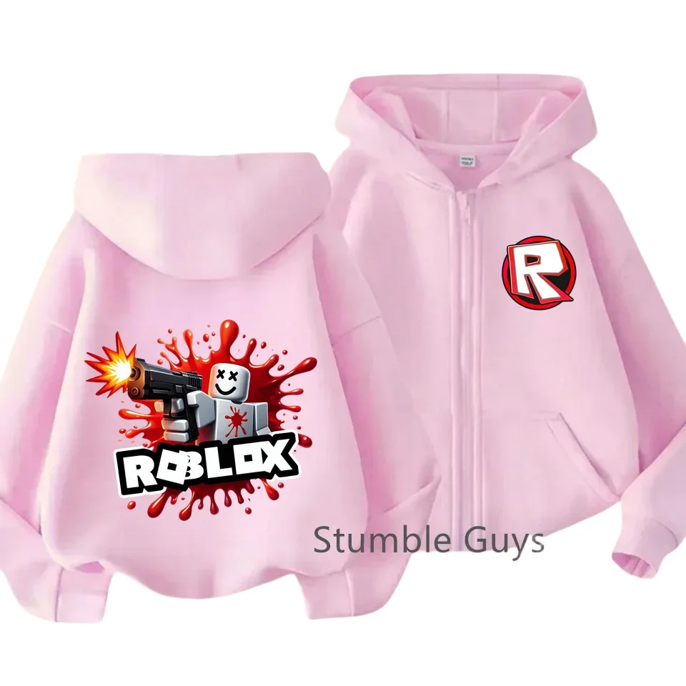 Crianças Roblox Casual Zipper Hoodie Primavera Trendy Jogo Gráfico Anime Meninos Roupas Meninas Moda Roupa