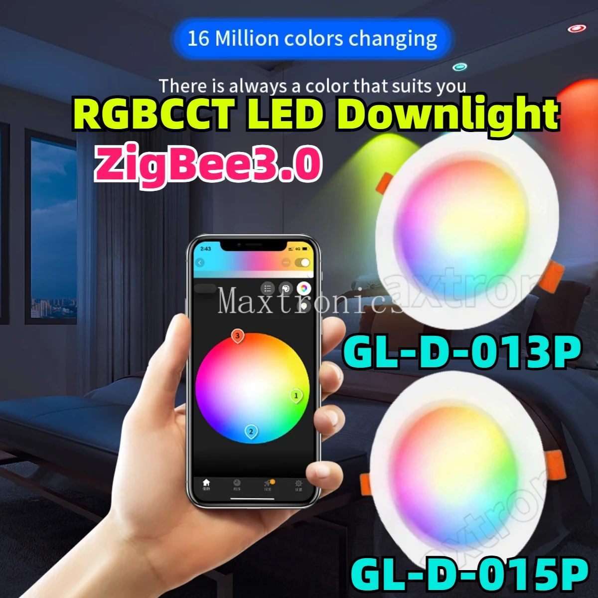 ZigBee3.0 RGBCCT Светодиодный потолочный светильник 6 Вт/12 Вт 3,5 дюйма CRI90 + Умное потолочное встраиваемое приложение Голос Alexa ZigBee2mqtt Conbee Tuya GL-D-013P/015P