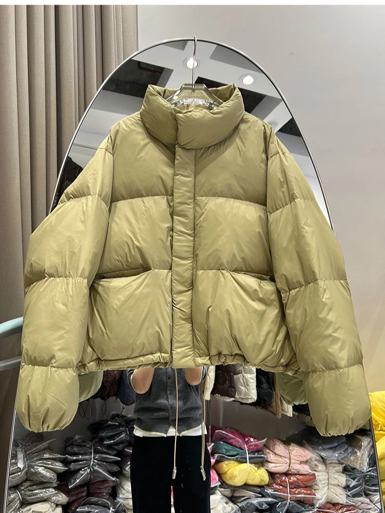 Warme Verdikte Puffers Jas Lange Mouw Hoge Kraag Losse Casual Vrouwen Witte Eend Donsjack Herfst Winter Mode Jassen Dames