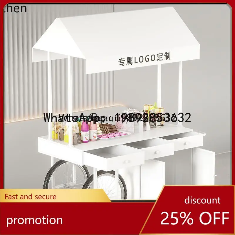 

YFY CC European wrought iron stall cart Outdoor display Sales mall Mobile stall cart with chest of drawers