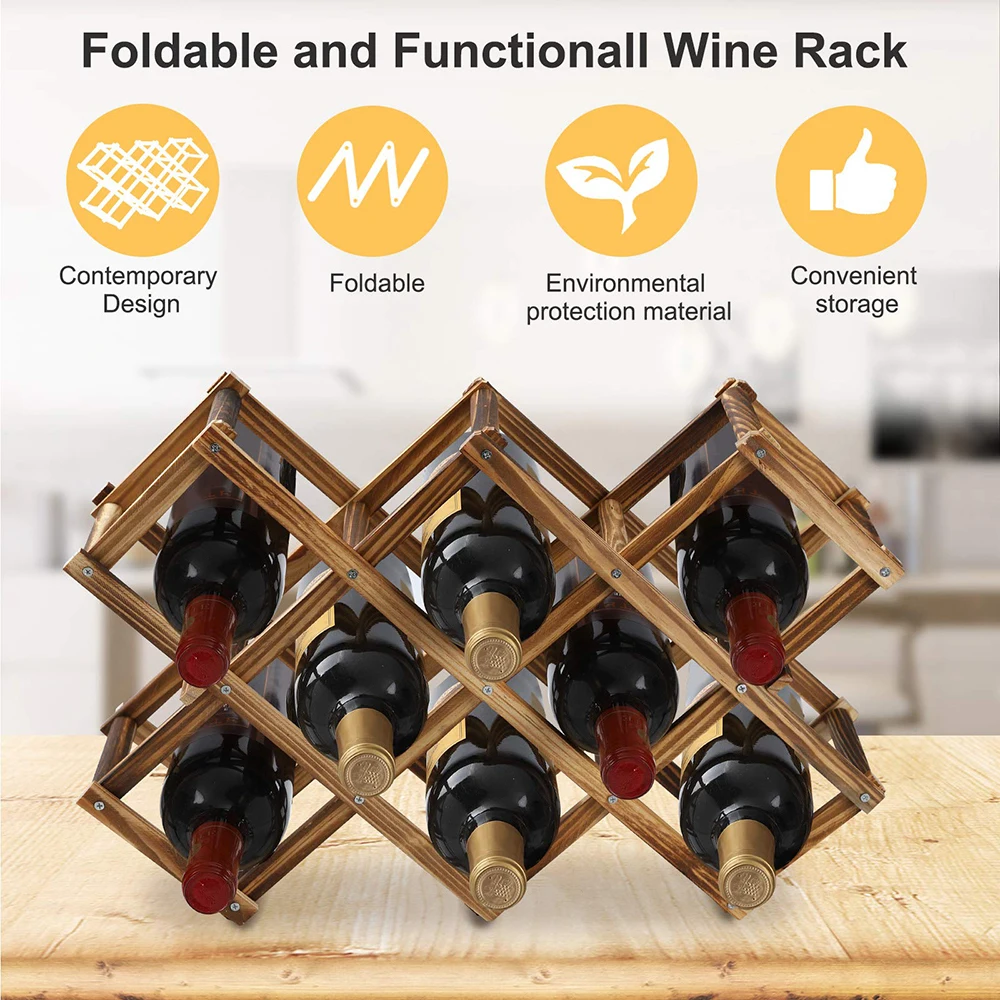 Empilhável Wine Storage Rack, Madeira Wine Rack, Home Brewery e Wine Making Barware, Gabinete do Vinho Tinto, Bar Ferramentas, 3, 5, 6, 10 Garrafas