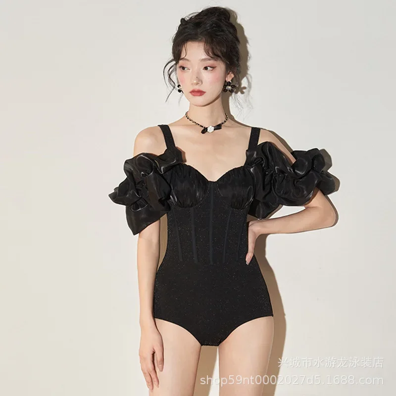 

Siamese Thin Cover Belly Sexy Ruffles Gather Pure Desire Style Fairy Girl