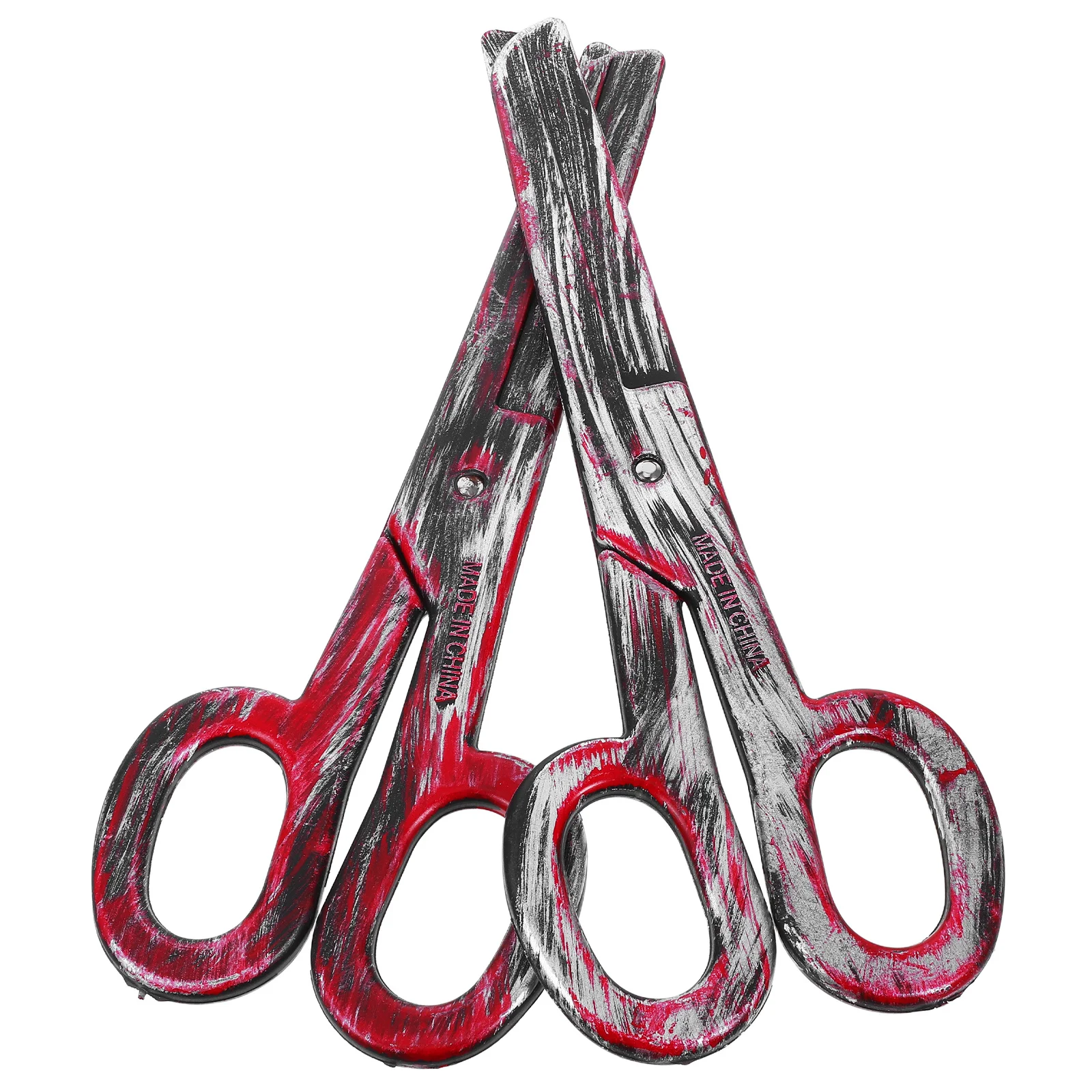 2 pezzi di forbici finte giganti da clown per spettacoli teatrali di circo di Halloween, grande accessorio decorativo in plastica, decorazione a forbice