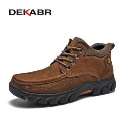Dekabr Men Snow Boots Mountaineering Comfortable Durable Warm Non Slip Lace Up Ankle Boots British Style Winter Fur Shoes