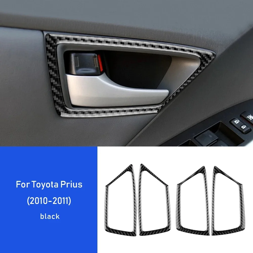 

AIRSPEED 4pcs Carbon Fiber for Toyota Prius 2010 2011 Accessories Interior Trim Car Side Inner Door Handle Cover Frame Sticker