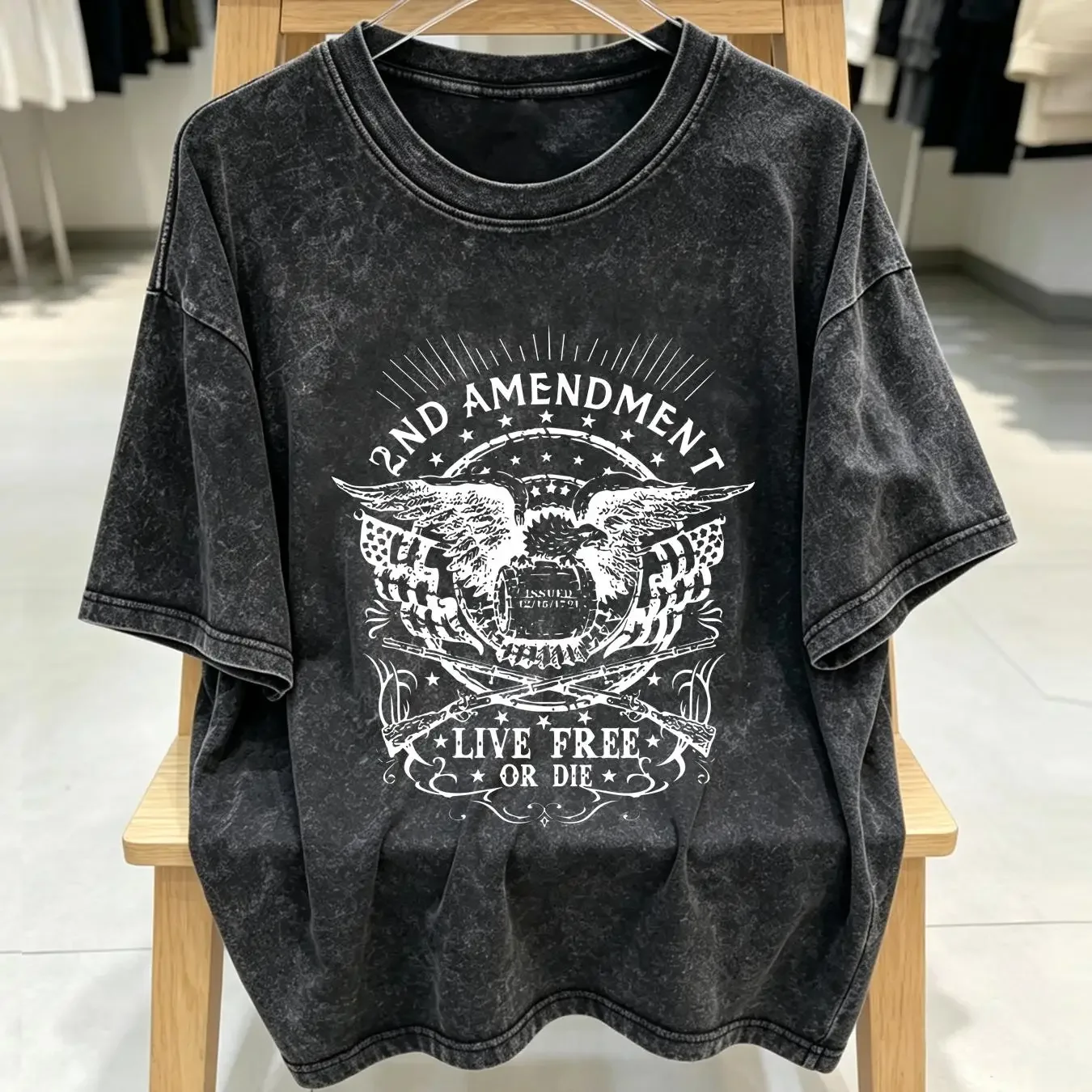 washed T Shirt 2nd Amendment Live Free or Die Issued 1791 2A USA Pro Gun Freedom 1776 vintage Washed Comfortable graphic Soft