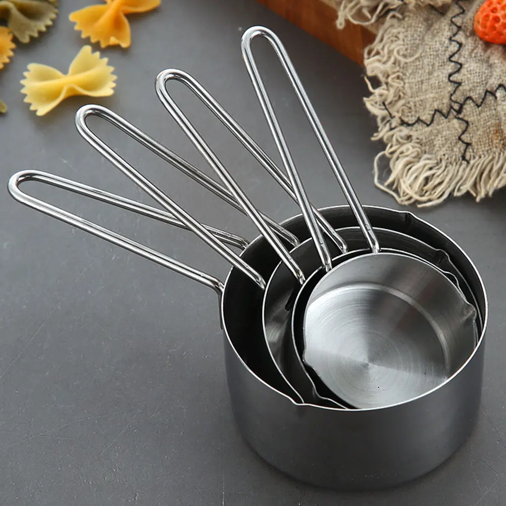 

Baking Measuring Cups Spoons Stainless Steel Metal Milk Kitchen Measure Concentrate Coffee