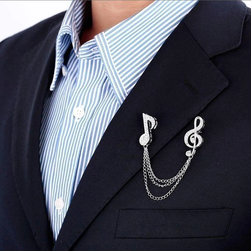 Fashion Gentleman Tassel Brooch For Men Woman Suit Shirt Collar Chain Lapel Star Music Pin Lion Retro Wedding Dinner Accessories