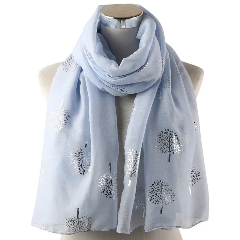 Fashion Lady Scarf Cinnamomun Camphcra Iron Silver Printing Cotton Scarves Neckerchief Neckpiece Woman Wraps Accessory