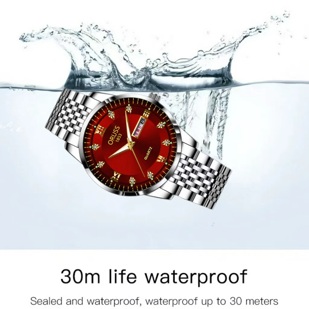 ORUSS оригинальные элитные роскошные мужские часы светящиеся часы для мужчин часы модные наручные часы из нержавеющей стали водонепроницаемые кварцевые