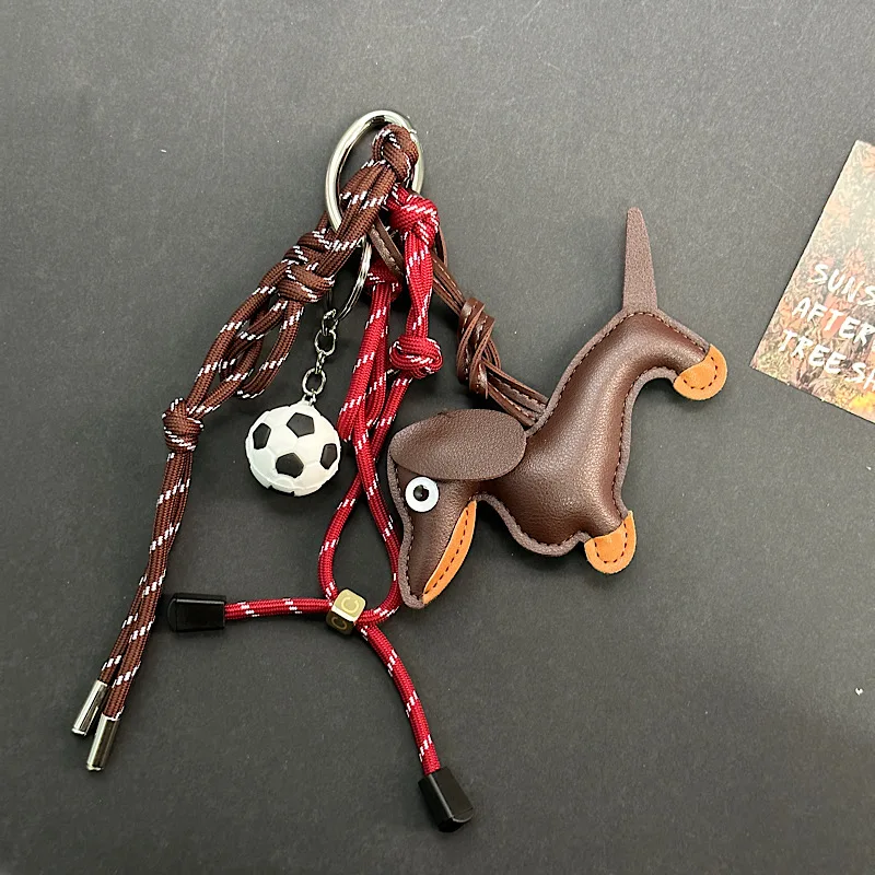 Premium Sausage Dog PU Leather Pendant Suitable for Mobile Phone Bag Pendant Accessories Keychain Couple Pendant