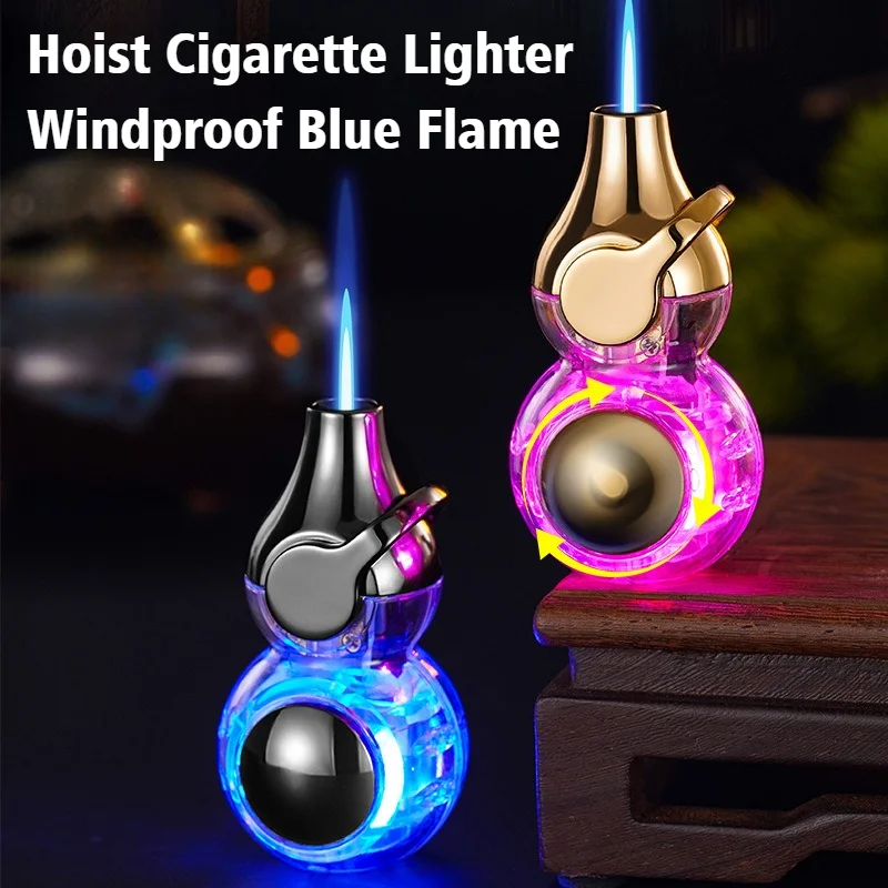 

2026 Newest Cigar Igniter Inflatable Blue Fire Lighter for Smokes Windproof Open Flame Cigarettes Lighters & Smoking Accessories