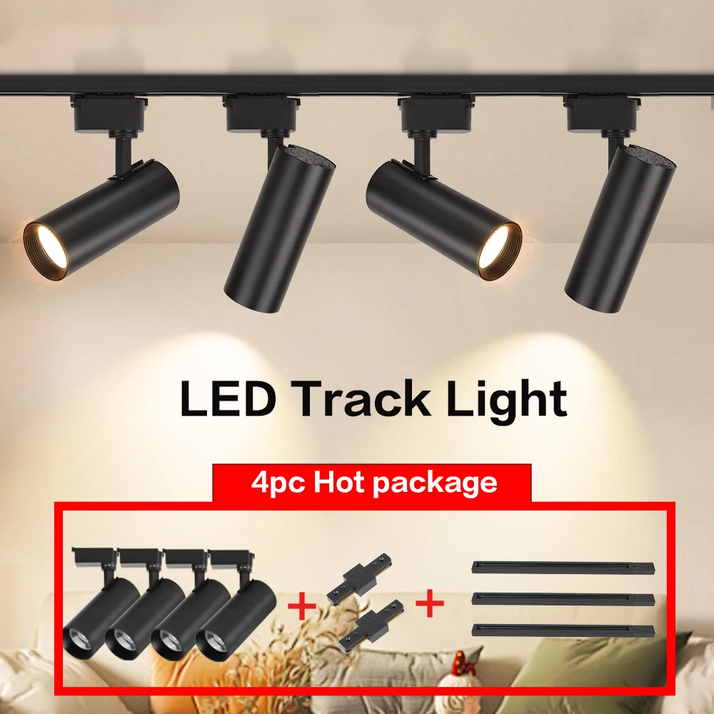 

220V Track Light Led Spot Rail Ceiling Lighting Spotlight for Living Room Store Decor Scale Adjustment Angle Led Track Lamp Sets
