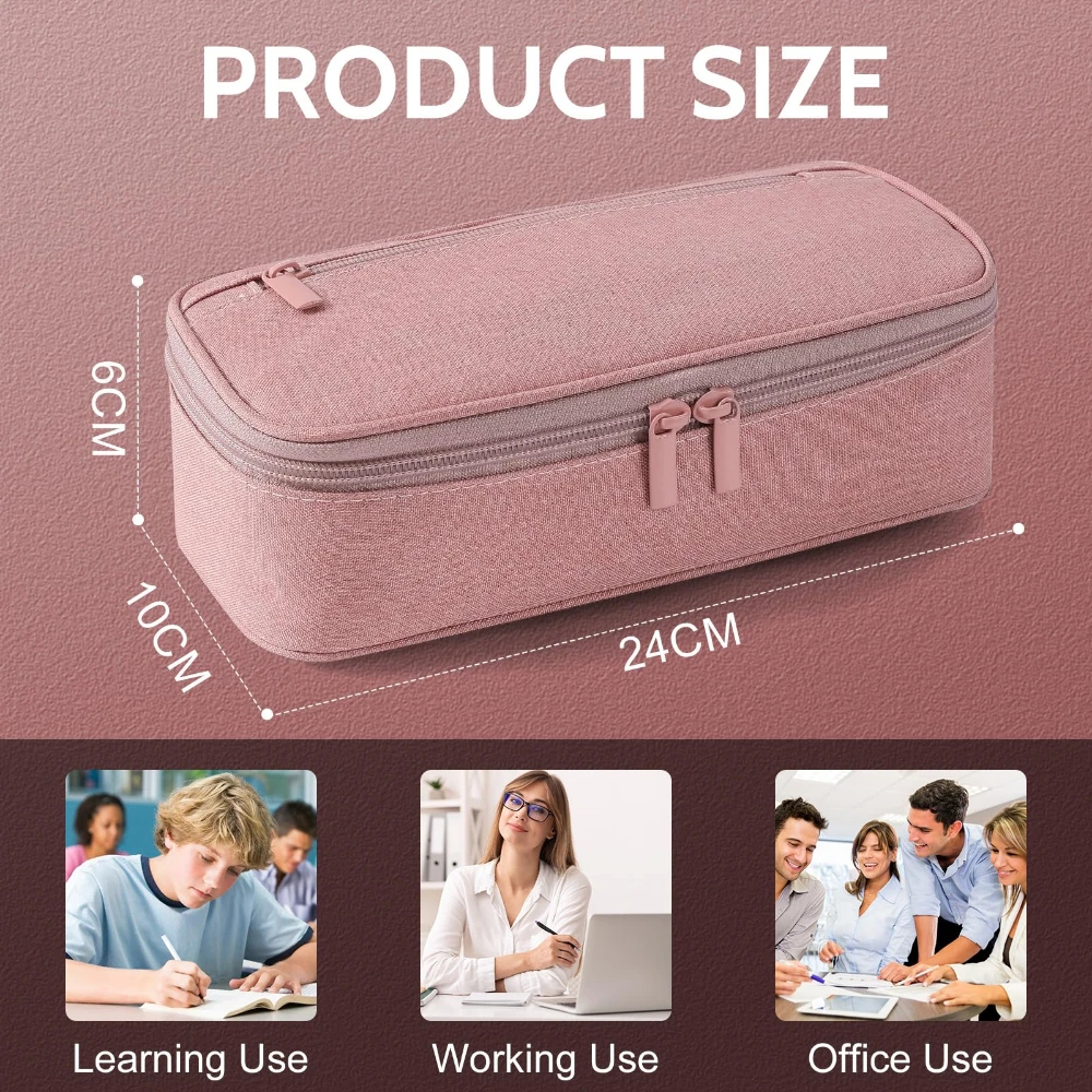 Portable Canvas Large Capacity Pencil Case Fashions Pencil Case Pencil Case 5 Compartments for Pens & Supplies Gift Solid Colo