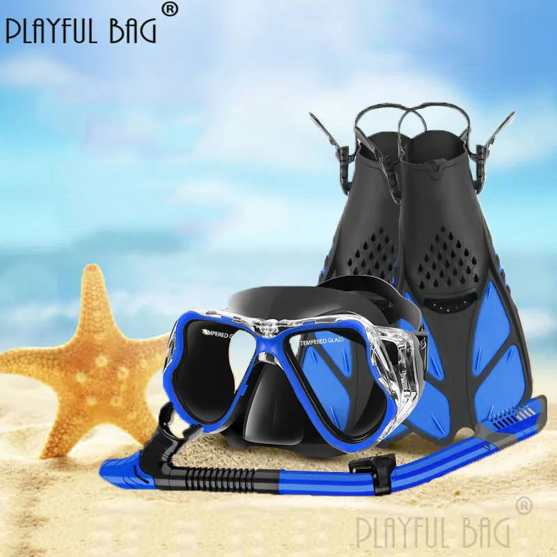 Snorkeling 3 Pieces Set Diving mask Snorkel tube Silicone fins Summer Diving Sport equipment E192