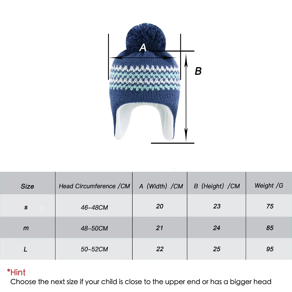 Connectyle Baby Boys Girls Skull Hat New Style Soft Warm Winter Earflaps Knitted Beanie Hat  Cute Pom Pom Daily Outdoor Kids Cap