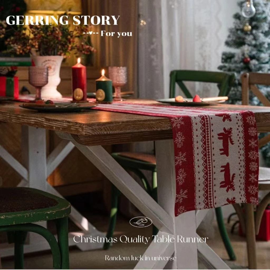 Gerring Jacquard Red Table Runner Wedding Christmas Decorations For Home Table TV Cabinet Tablecloth Modern Dining Table Flag