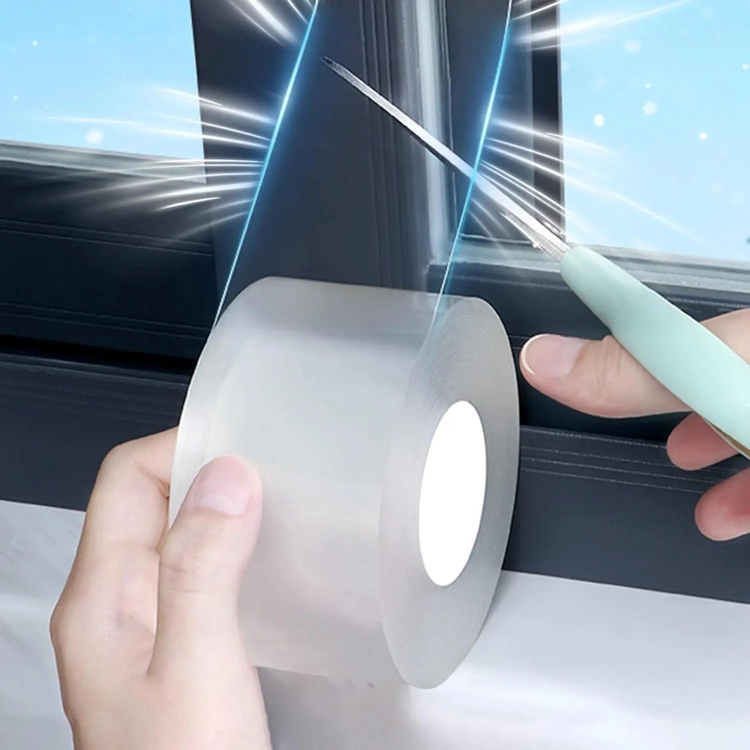 Window Weather Stripping Sealing Tape, Clear Insulation Tape for Winter, Door & Window Draft Proofing, Windproof & Waterproof