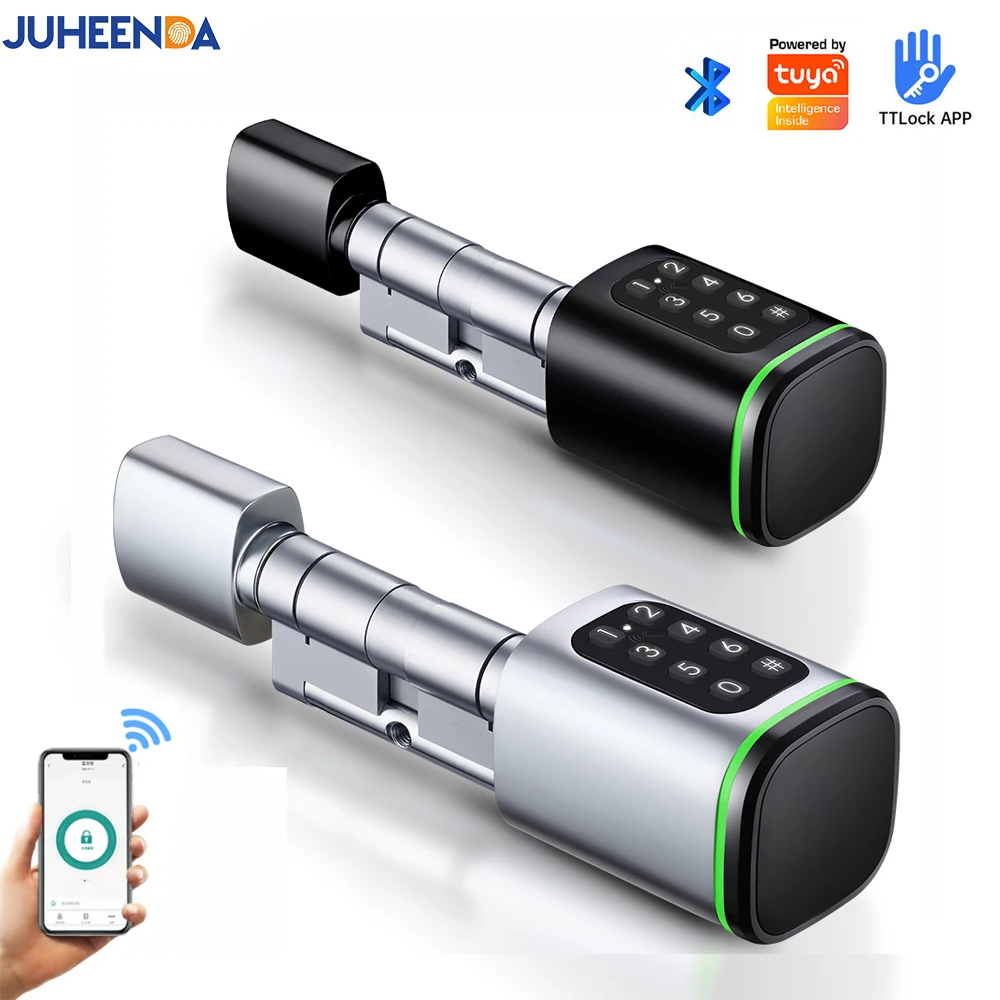 Imagem -02 - Euro Porta Bloqueio de Cilindro Inteligente Tuya Bluetooth App Cartão Senha Digital Mechanicak Chave Ttlock Desbloquear Casa Eletrônico Bloqueio Inteligente