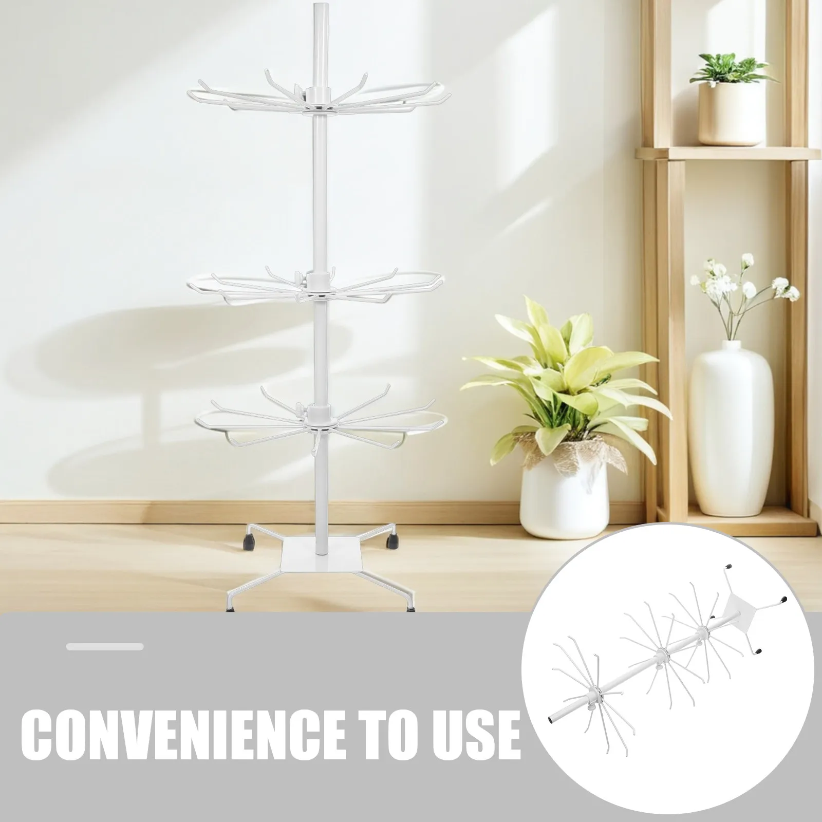 Rotating Jewelry Stand 3-Tiers Iron Construction 360 Degree Spin Jewelry Organizer for Necklace Earring Bracelet Ring Tabletop