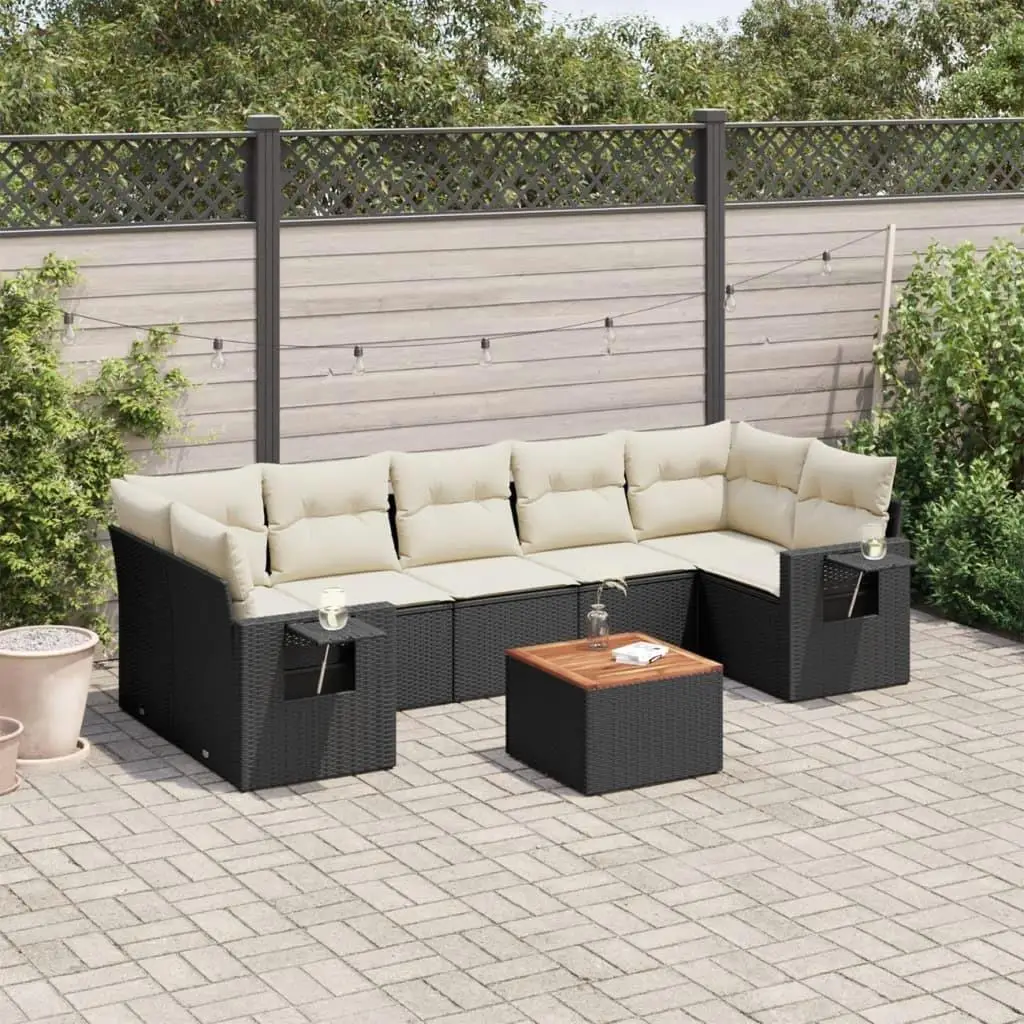 

Garden Sofa Set Black and Cream White Outdoor Furniture Comfortable Cushions Stylish Design for Patio and Garden Relaxation