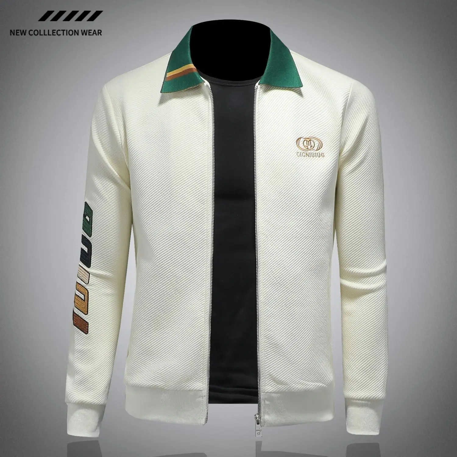 

Модный мужской кардиган, пальто, новый облегающий и универсальный весенне-осенний топ на молнии.