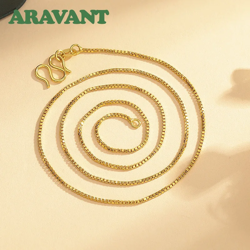 ARAVANT 925 Silver 18K Gold Double Water Wave Box O Shaped Chain For Women Girls Fashion Jewelry