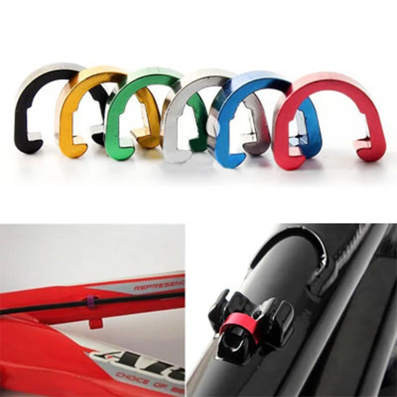 10pcs Aluminium Alloy U Buckle Tubing Clips for Brake Cable Housing Hose Tube Shifter Guides Button MTB Mountain Cycling Bicycle