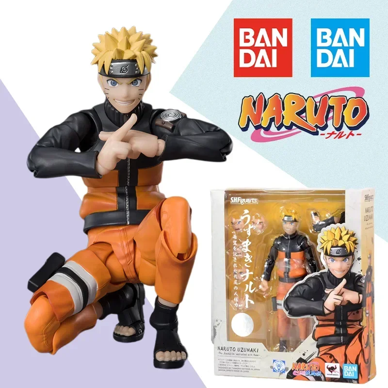 Original Bandai SHF NARUTO UZUMAKI THE JINCHURIKI ENTRUSTED WITH HOPE Figure Finished Model kit Anime Action Toy Gifts for kids