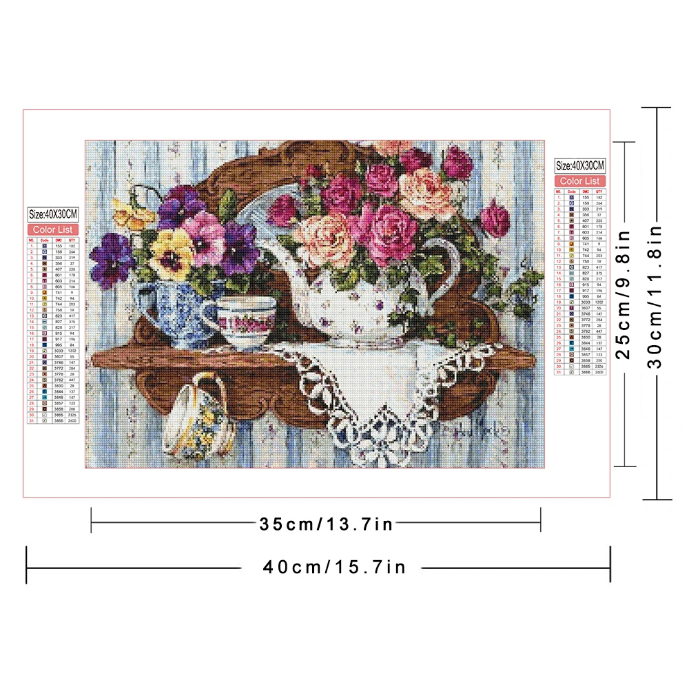 AZQSD Diamond Embroidery 5d Kitchen Landscape Mosaic 30x40cm Round Drill Diamond Painting Flower Teapot Sewing Machine