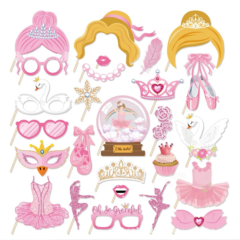 Rosa Ballett-Thema Geburtstag Einweggeschirr Schwan Tanzschuhe Kleid Teller Servietten Happy Birthday Party Deko Kinder Mädchen 1. Geburtstag – Detail 7
