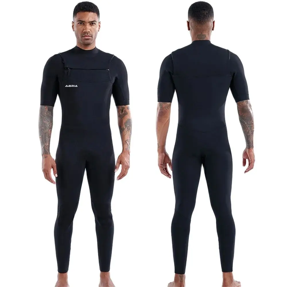 3MM Neoprene CR Elastic Horizontal Zipper Opening Wetsuit Men Full Body Diving Suit Snorkeling Surfing Winter Thermal Swimsuit