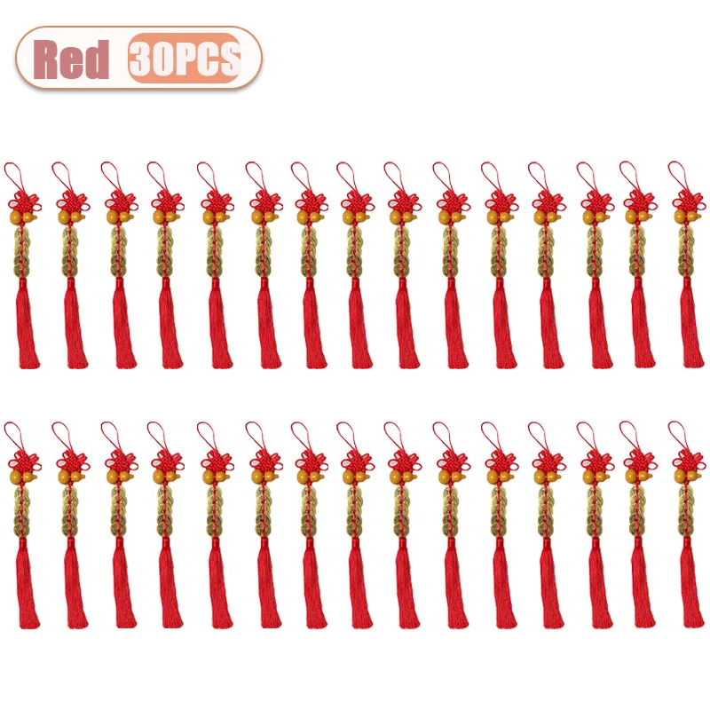 NONE 1-30PCS Hohe Qualität Holz Kürbis Reinem Kupfer Fünf Kaiser Geld Anhänger Chinesischen Knoten Quaste Auspicious Knoten hause Anhänger 3
