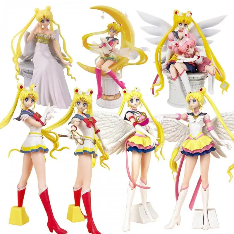 

Bandai Sailor Moon Short Desktop Ornaments Anime Cute Kawaii Cartoon Baking Model Decoration Creative Toys Gifts for Girls