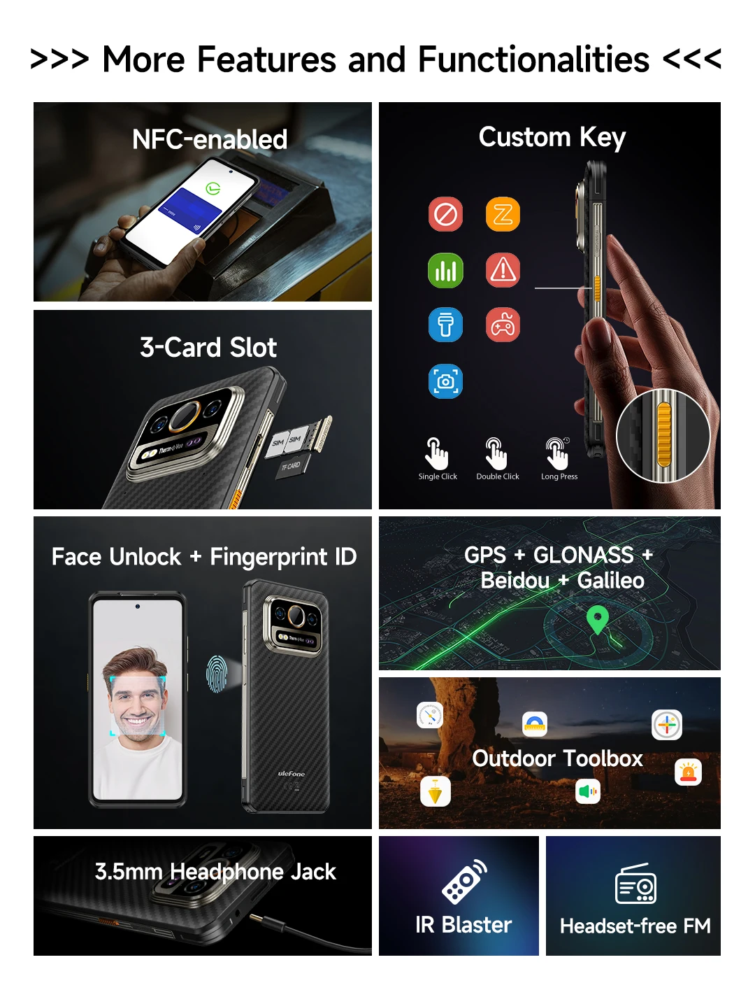 Ulefone Armor 25T Pro 5G Rugged Phone 33W 50MP+64MP NFC Waterproof Smartphone Android 14 ROM 256GB