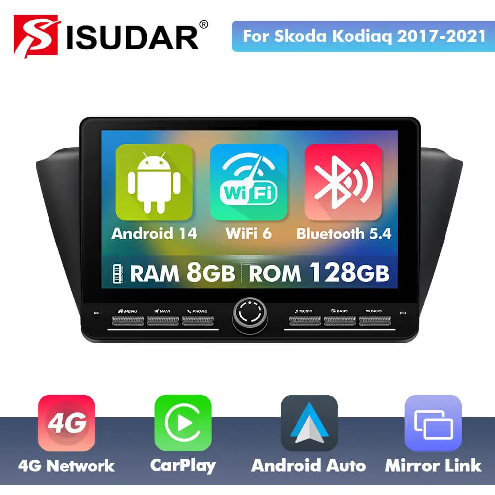 2026 NEW! Android 14 Car Radio Player Multimedia GPS for Skoda Kodiaq 2017-2021 Auto Stereo 4G Carplay Android Auto themes CAM
