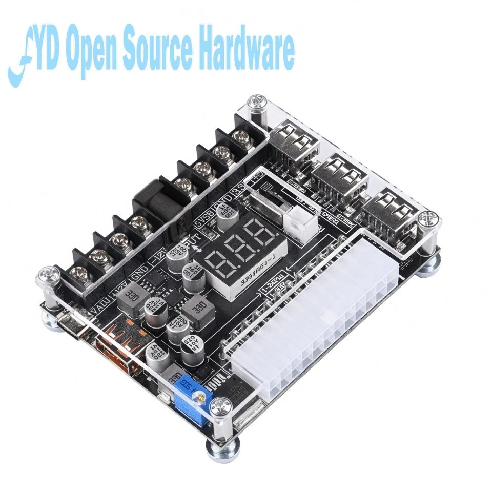 20/24 Pin Atx Power Adapter Board Power Module Adapter Adjustable Voltage With Red Digital Display Support For Pd2.0/Pd3.0