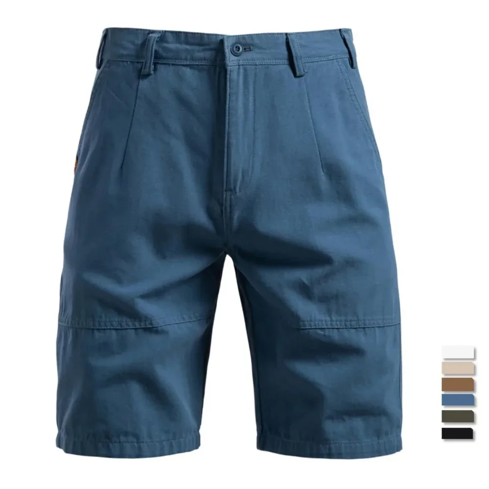 

2026 Men's 5-Inch Casual Shorts 100% Cotton Solid Elastic Waist Summer Comfy Beach Business Social Multi Colors