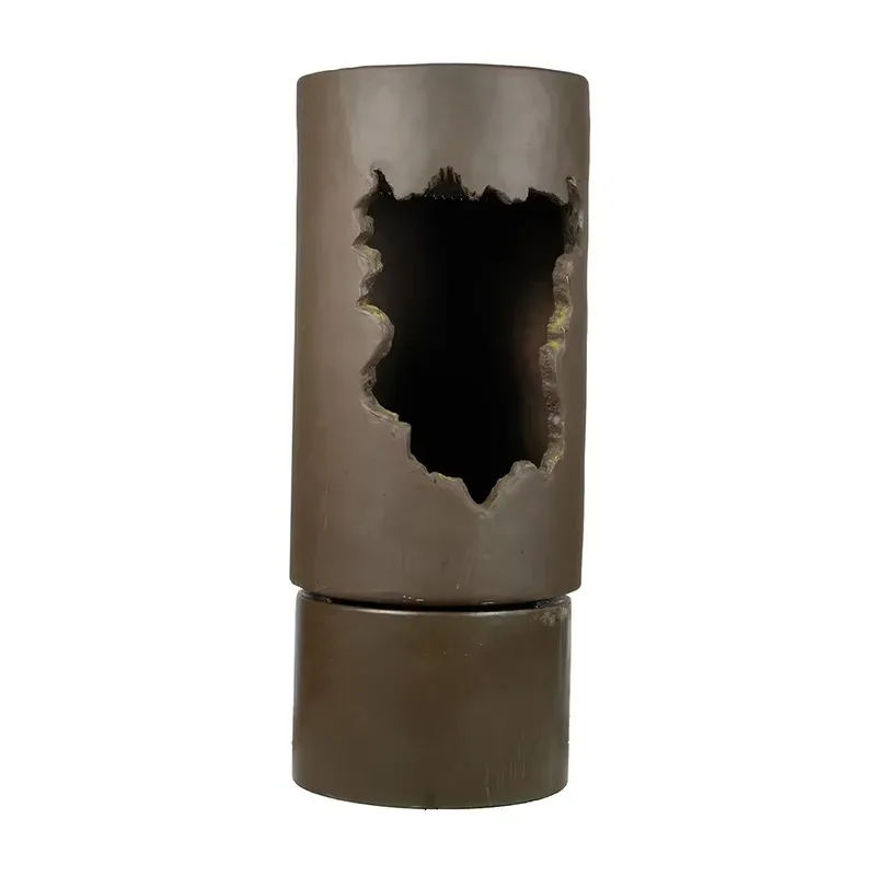 large column outdoor fountain with lights, modern style DIY flower water feature installation, suitable for garden,