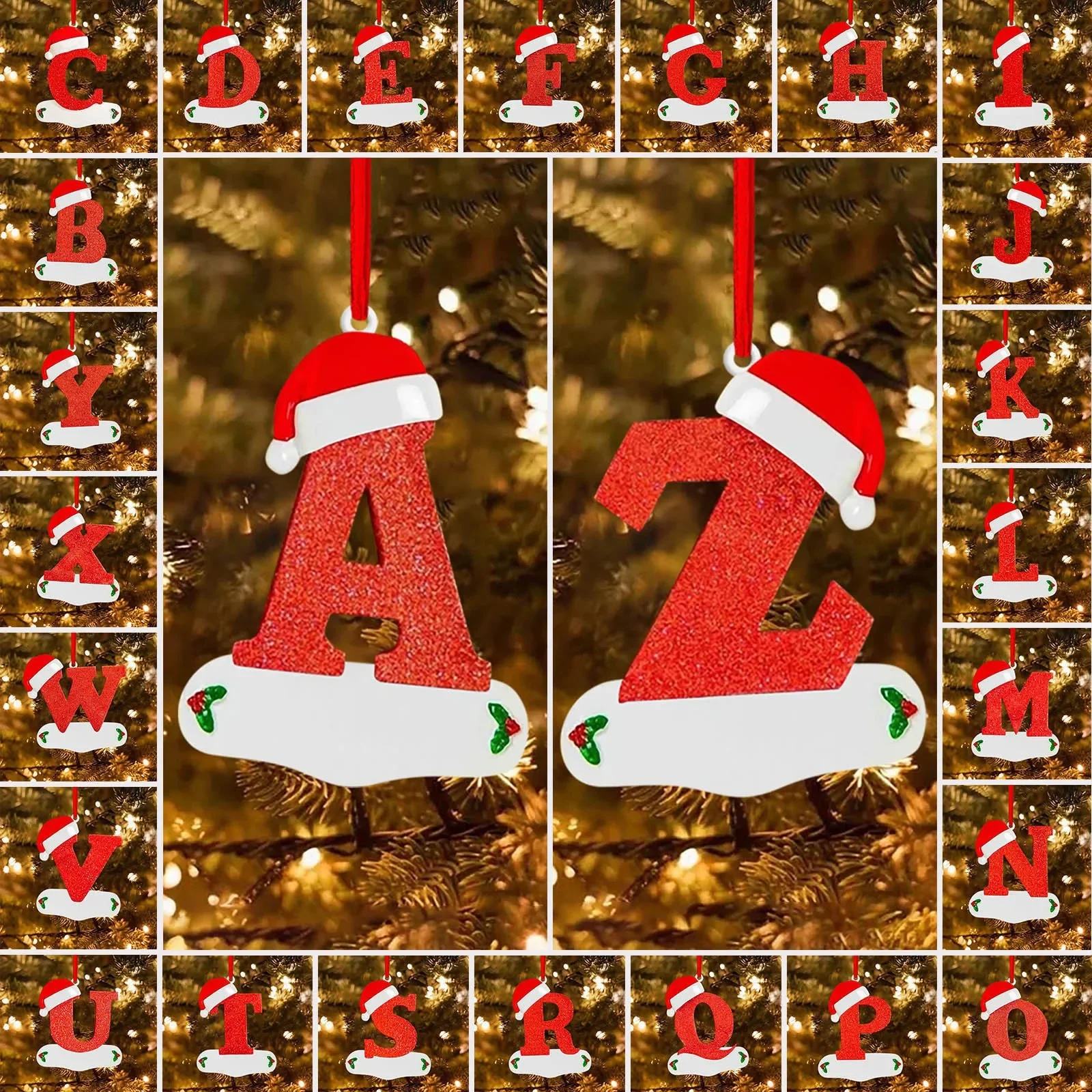 

Christmas Tree Decorations Alphabet Letters 26 Acrylic Decorative Hanging DIY Craft Ornaments for Christmas Tree Xmas Gift