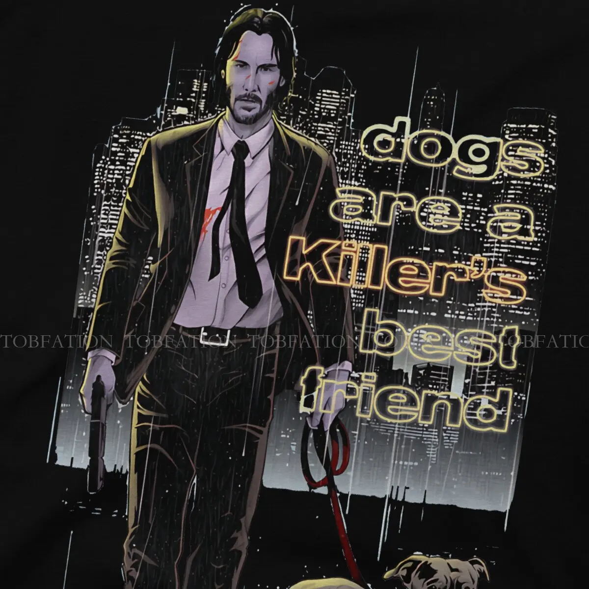 Dogs Are A Killer\'s Best Friend Classic Hip Hop TShirt John Wick Film Leisure T Shirt 100% Cotton Summer Stuff For Adult